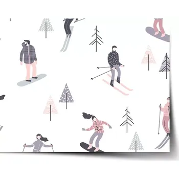 Plakát Sablio Plakát Lyžaři - 60x40 cm