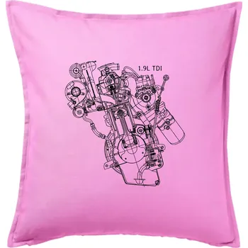 Polštář Motor Škoda/ VW 1.9L TDI z boku - Polštář 50x50 - 50x50 - Pouze potah ( Růžová )