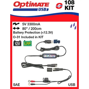 OPTIMATE USB nabíječka se SAE konektorem 3300mA a kabelem O31