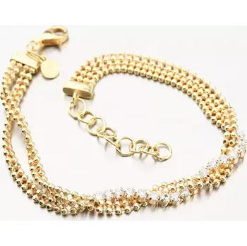 Náramek Pozlacený náramek se zirkony - stříbro 925 B1701026-1256-SLX délka 20 cm