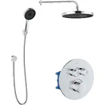 kielle Oudee - Sprchový set s termostatickou baterií pod omítku, pro 2 spotřebiče, s příslušenstvím a tělesem, chrom 20602SPT20