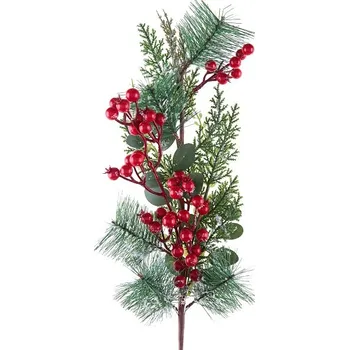 umělá květina Santex Větev s červenými přízdobami 16x58cm