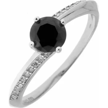 Prsten Argento 73063 Stříbrný prsten - černý kulatý zirkon, čiré kulaté zirkony | Velikost prstenu: 54mm