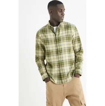 Pánská košile Celio Kostkovaná košile Bacaro 1105687 Khaki M