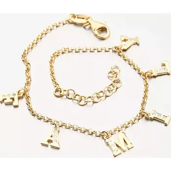 Oblečení a móda Zlacený náramek FAMILY - stříbro 925 B2001471-0331-SLX délka 19 cm