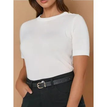 Dámský svetr Sinsay - Svetr s krátkým rukávem - krémová - 306CG-01X - 306CG-01X-XS