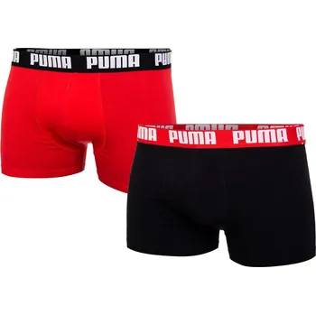 Pánské spodní prádlo PUMA BOXERKY PÁNSKÉ FASHION BOXER BLACK/RED 2 KUSY 906823 09 Velikost: XXL