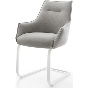 Jídelní židle DELIFE Jídelní židle Alja-Flex s područkami strukturovaná látka Měkký šedá jídelní židle plochá bílá taštičkové pružiny