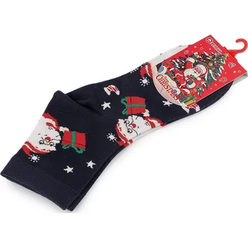 Dámské ponožky Dámské / dívčí vánoční ponožky - 5 modrá tmavá Santa