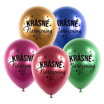 Balónek Balonky chromové Krásné narozeniny mix barev, 5 ks