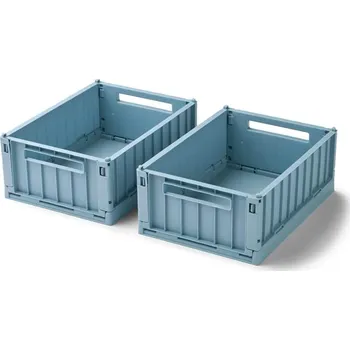 Úložný box LIEWOOD Skládací přepravka Weston Beach Blue Small – set 2 ks