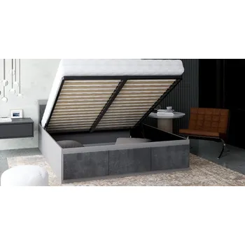 Postel Manželská postel PANAMA T 180x200 se zvedacím kovovým roštem ŠEDÁ