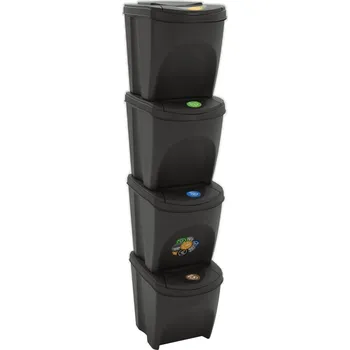 Odpadkový koš Stohovatelné koše na odpadky 4 ks šedé 100 l polypropylen