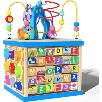 Dřevěná hračka Vzdělávací skládačka Dřevěná kostka Třídič Abeceda Vzory