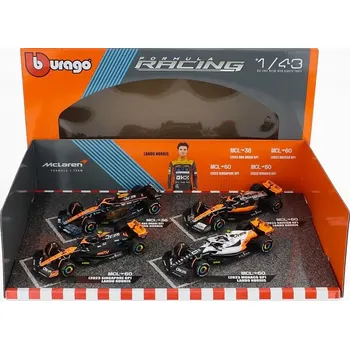 autíčko Bburago Set McLaren F1 Team Lando Norris 4 ks 1:43