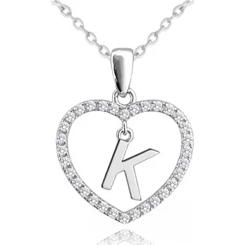 Módní doplněk Stříbrný náhrdelník se srdíčkem a písmenem K JMAS900KSN45