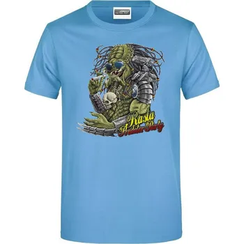 Pánské tričko panske-levne-bavlnene-tricko-digi-potisk-rasta-predator Barva: Sky blue - nebesky modrá, velikost: S