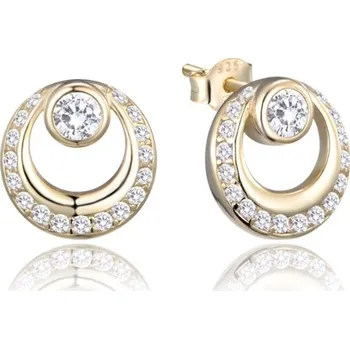 Náušnice Stříbrné zlacené náušnice pecičky s čirými zirkony JMAN0483GE00