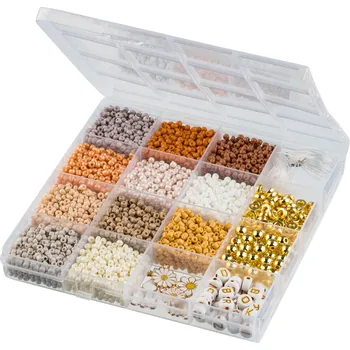 Dětské navlékací korálky crelando® Kreativní sada skleněných korálků (přírodní)