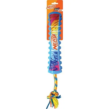 Hračka pro psa Nerf Dog Pískací táhlo s barevným úchopem a textilním lanem 29 cm