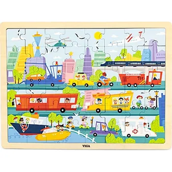 Puzzle Dětské dřevěné puzzle Viga Doprava 48 dílků