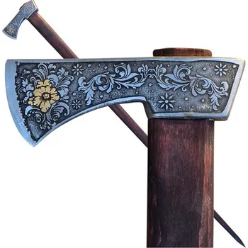 Sekera Drakkaria FLORA Valaška, tradiční pastevecká sekera - leptaná, pozlacená