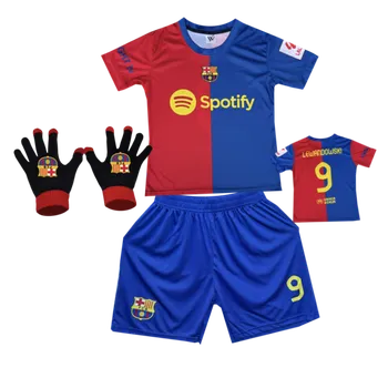 Numberoplus Premium dětský fotbalový dres + fotbalová pletené rukavice FC Barcelona - Lewandowski 9 Velikost: 13 let (vel.152)