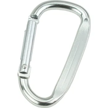 MTR® Hliníková karabina D tvar, 60 mm, stříbrná