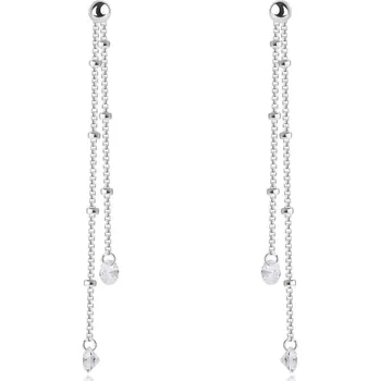 Náušnice Náušnice ze stříbra 925 - řetízky s kuličkami, čiré zirkony, puzzle