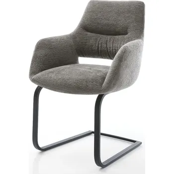 Jídelní židle DELIFE Jídelní židle Yago-Flex s područkami bouclé měkký tmavě béžová konzolová podnož plochá černá taštičkové pružiny