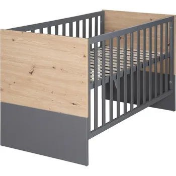 Dětská postýlka Postýlka v šedé a přírodní barvě 60x120 cm Anna – Roba ID_1725524