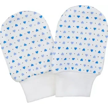 Módní doplněk ESITO | Rukavice bavlna Srdce bílá modrá - srdce bílá / modrá / 62