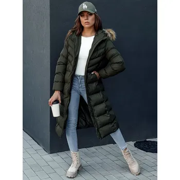 Dámská bunda Dámská dlouhá bunda LUXWARM Dstreet TY4374 - výprodej Barva: Zelená - tmavě, Velikost: L