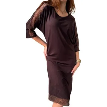 Dámská noční košile Luxusní dámská mikromodalová košilka Follia COCO čokoládová hnědá M