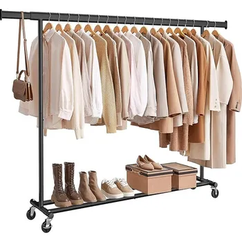 Věšák SONGMICS Věšák na oděvy na kolečkách, (160-200)x45x161.5cm, černý Věšák na oblečení