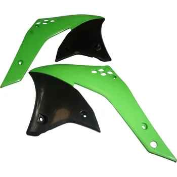 Autodíl UFO kryty chladiče KAWASAKI KX 85 98-13 barva černá/zelená (UFO kryty chladiče KAWASAKI KX 85 98-13 barva černá/zelená)