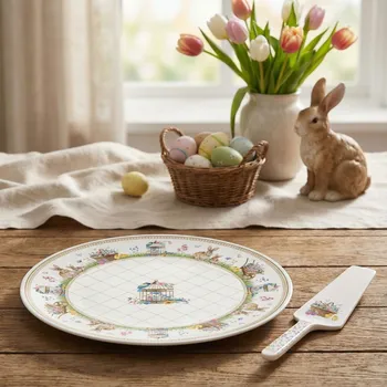 Talíř na dort s lopatkou velikonoční EASY LIFE 30 cm 2 ks