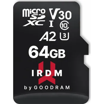 Paměťová karta GOODRAM IRDM microSDXC 64GB V30 UHS-I U3 + adapter