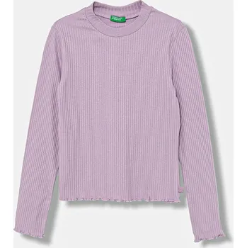 Dětská móda Dětské tričko s dlouhým rukávem United Colors of Benetton 3F1AC203O.G.Season.9BYA fialová 04X, vel. 130