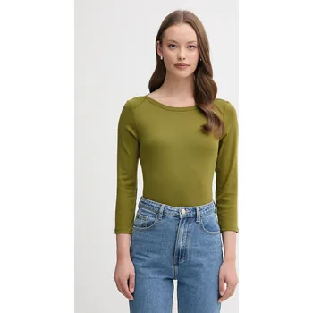 Pánská móda Bavlněné tričko s dlouhým rukávem United Colors of Benetton 3GA2E16A1 zelená 91X, vel. S