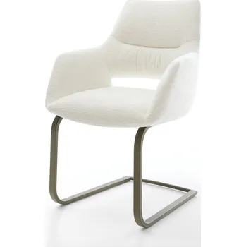 Jídelní židle DELIFE Jídelní židle Yago-Flex s područkami bouclé měkký béžová jídelní židle plochá titanová barva taštičkové pružiny