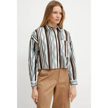 Pánská móda Bavlněná košile Weekend Max Mara 2515111112600 hnědá 89X, vel. 38