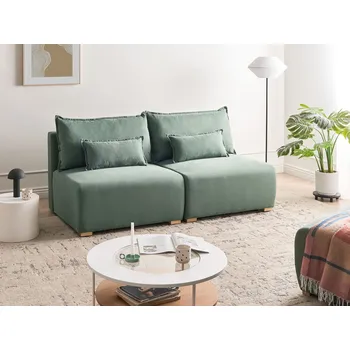 Pohovka Modulární pohovka světle zelené čalouněné s funkcí přeměny na lůžko rozkládací úložný prostor minimalistický styl Beliani