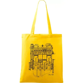 Nákupní taška Motor Škoda/ VW 1.9L TDI ze předu - Taška bavlněná - 42 x 38 cm ( Žlutá )