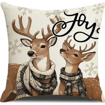 Povlak na dekorativní polštářek Vánoční povlak na polštář DEER JOY 45x45 cm, béžový
