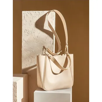 Kabelka Sinsay - Shopper taška s odnímatelnou kosmetickou taštičkou - béžová - 659EK-02X - 659EK-02X-ONE