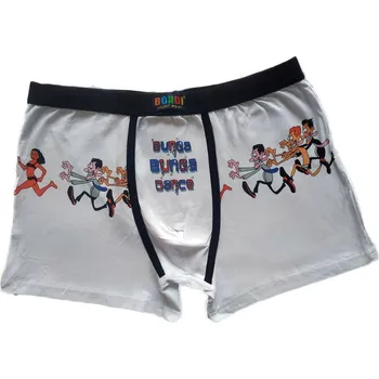 Boxerky Pánské vtipné boxerky BONDI "Bunga Bunga Dance" Barva: oranžová, Velikost: S