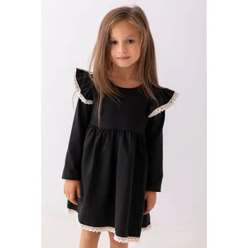 Dívčí šaty Elegantní Lily Grey dívčí šaty s krajkou - černé 104 / 4 roky