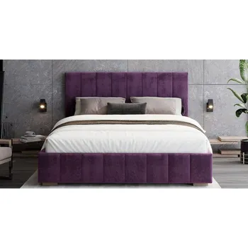 Postel Čalouněná postel AUSTIN 160x200cm Tmavě fialová Paris s úložným prostorem kovový rošt