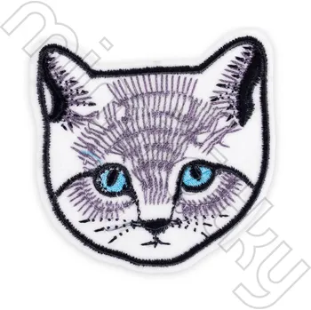 Nášivka Nažehlovačka kočka hlava bílá